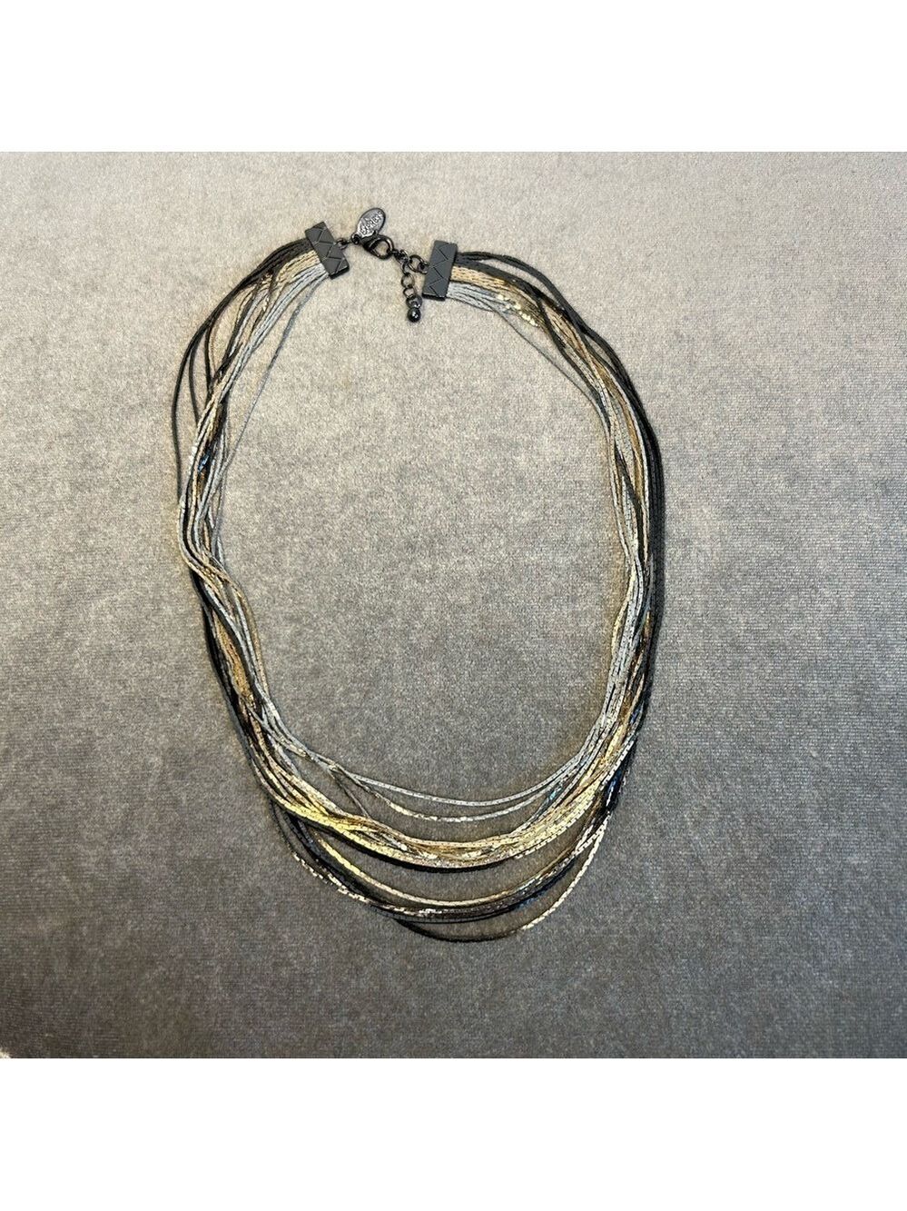 Express gold silver chrome tone multi stranded layered metallic choker necklace